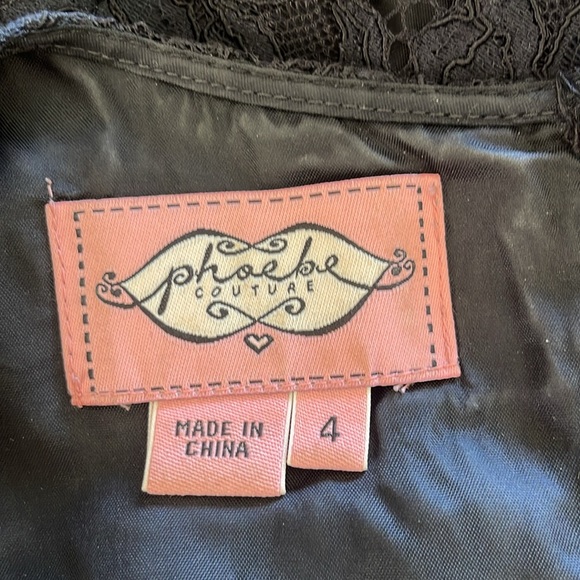 Phoebe Couture black Lace Dress SZ 4 Cap Sleeve. - Picture 11 of 11